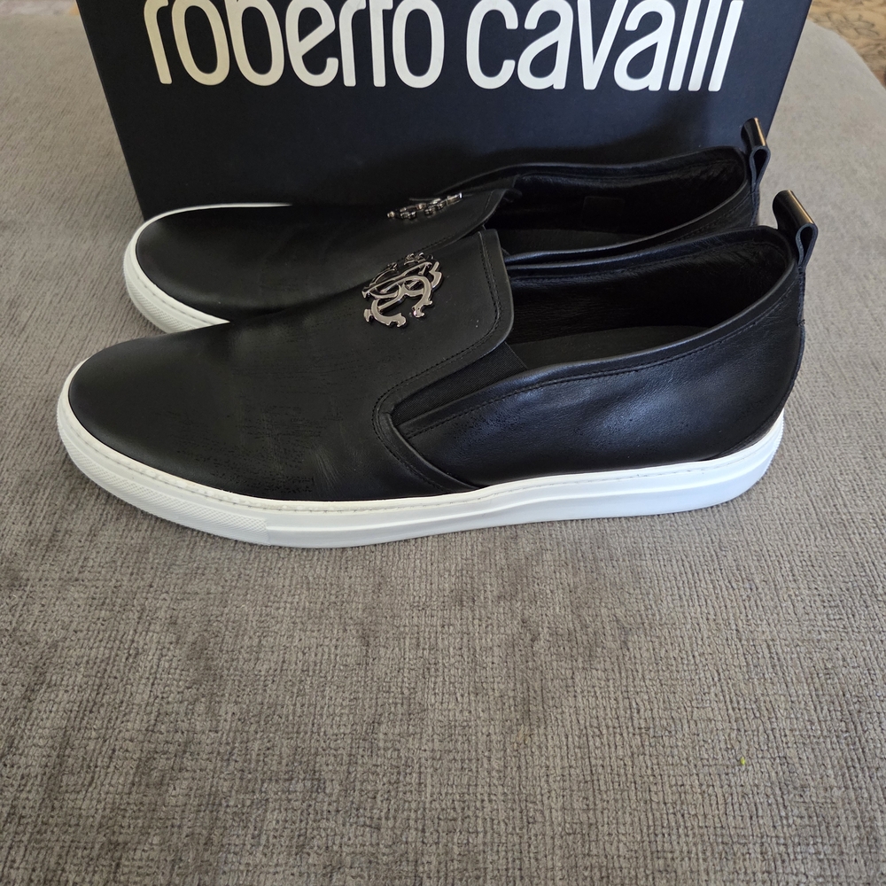 Roberto Cavalli Black Slip-On Men's Shoes